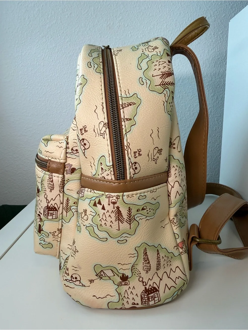 Disney Loungefly Peter Pan Neverland Map Mini Backpack Skull Rock Tinker Bell